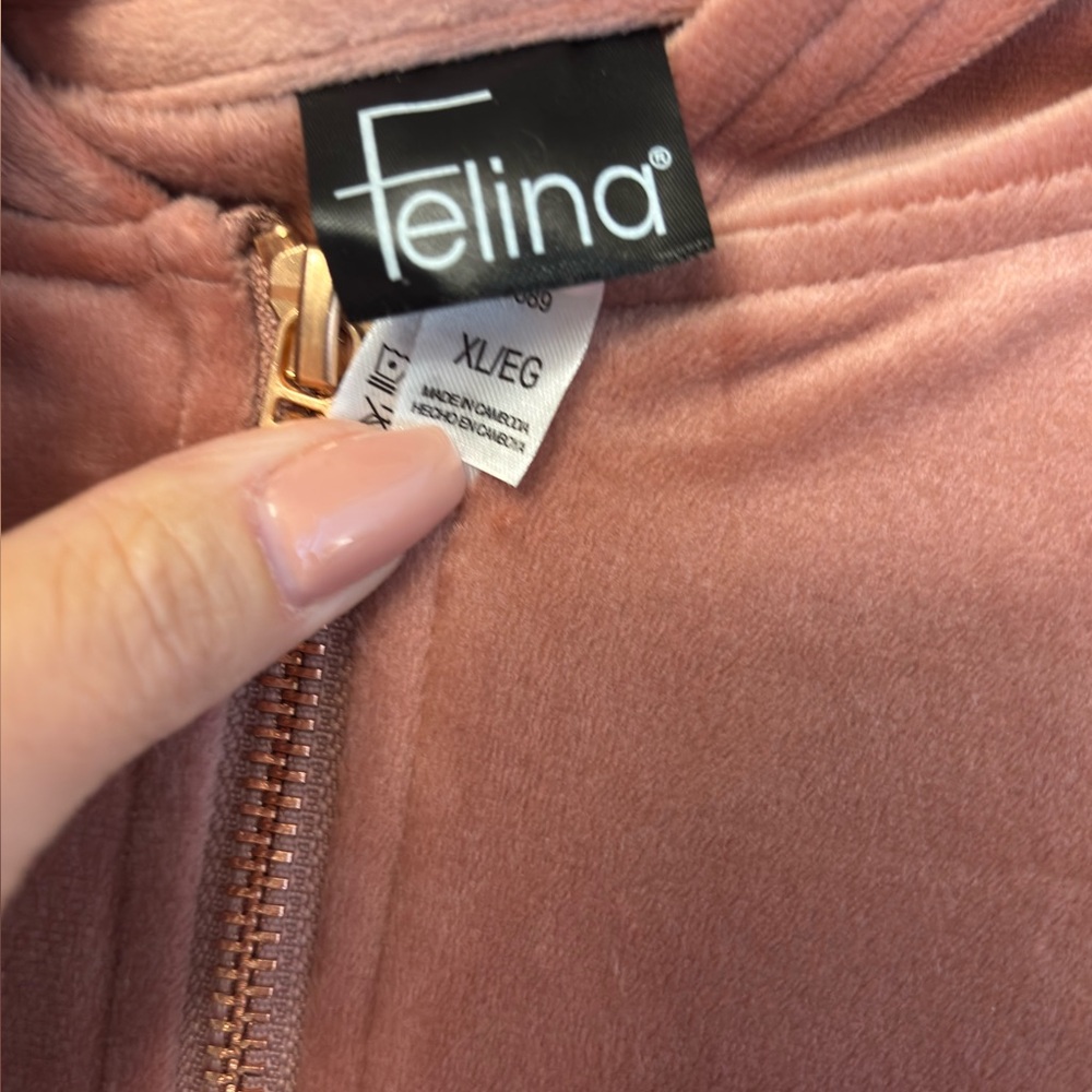 FELINA ROSE PINK VELOUR ZIP HOODIE SET XL - Picture 10 of 14
